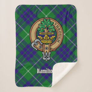 Manta Sherpa Clan Hamilton Escudo sobre la caza de tartán