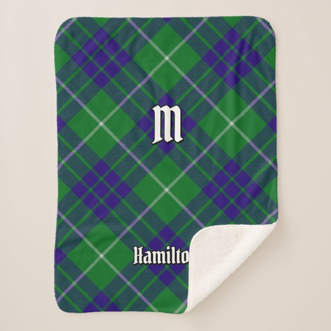 Manta Sherpa Clan Hamilton Hunting Tartan Sherpa Blanket (Anverso)