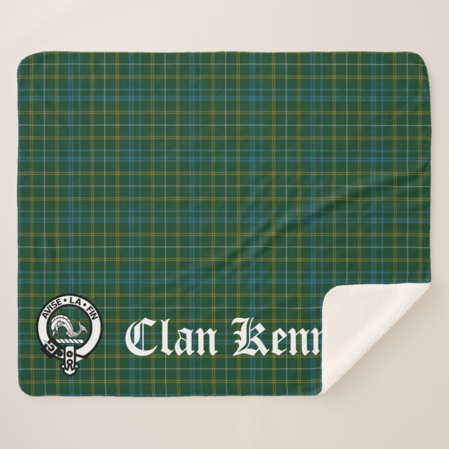 Manta Sherpa Clan Kennedy Escudo Badge & Tartán (Anverso (horizontal))