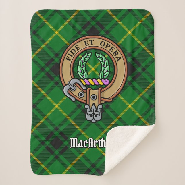 Manta Sherpa Clan MacArthur Escudo sobre Tartán (Anverso)