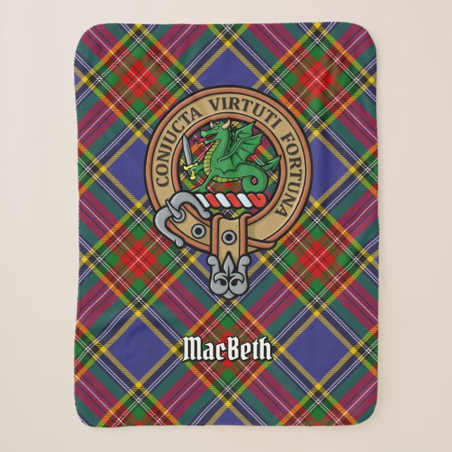 Manta Sherpa Clan MacBeth Escudo sobre Tartán (Anverso)