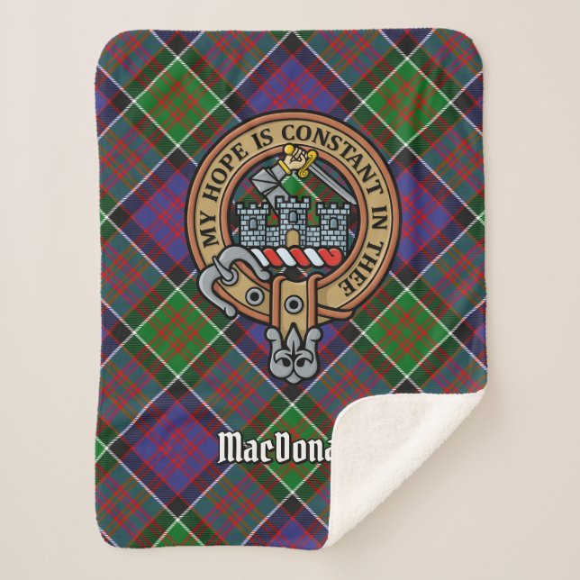 Manta Sherpa Clan MacDonald de Clanranald Escudo sobre Tartán (Anverso)