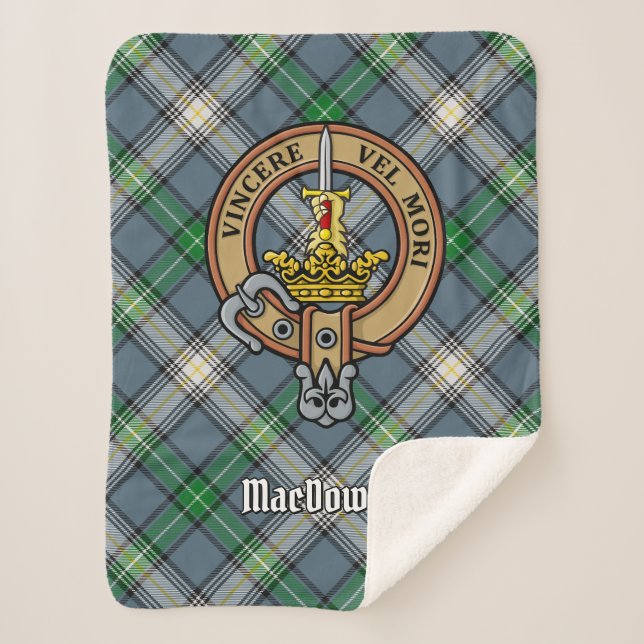 Manta Sherpa Clan MacDowall Escudo sobre Tartán (Anverso)