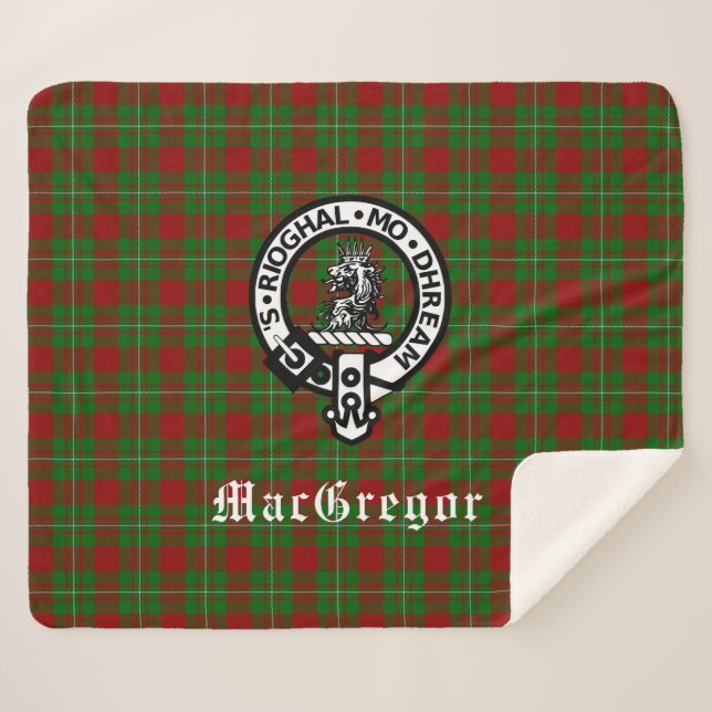 Manta Sherpa Clan MacGregor Escudo Badge y Tartán (Anverso (horizontal))