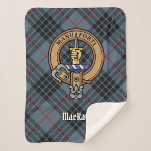 Manta Sherpa Clan MacKay Escudo sobre Blue Tartán