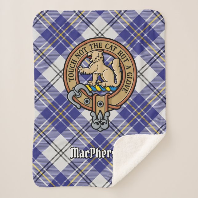 Manta Sherpa Clan MacPherson Escudo por Blue Dress Tartán (Anverso)