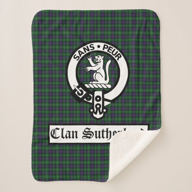 Manta Sherpa Clan Sutherland Escudo Badge & Tartán (Anverso)