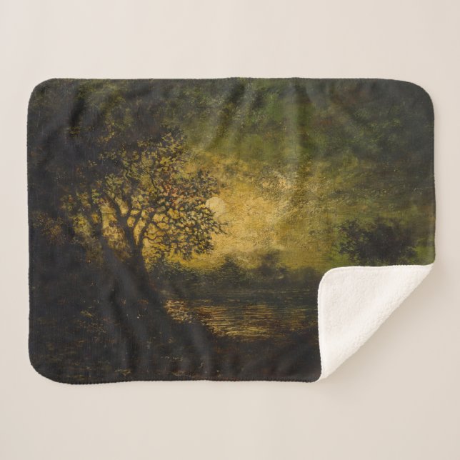 Manta Sherpa Claro de luna (de Ralph Albert Blakelock) (Anverso (horizontal))