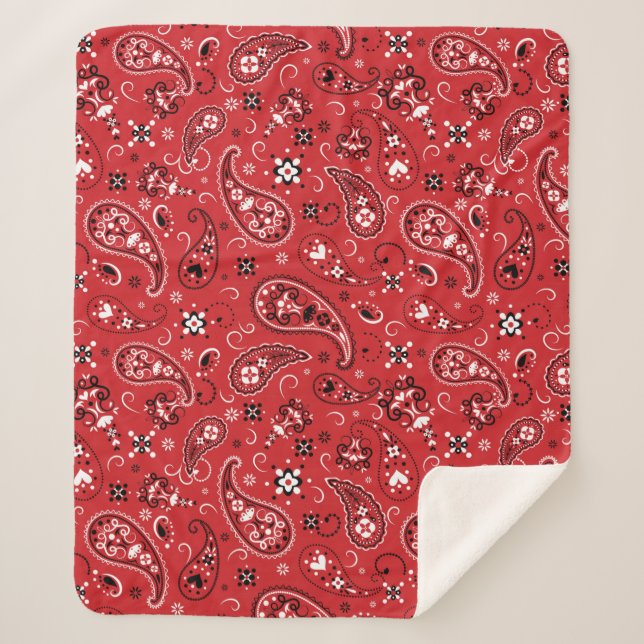 Manta Sherpa Clásico Bandana Red Paisley (Anverso)