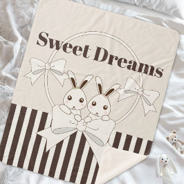 Manta Sherpa Clásico Chica de conejito gemelo con banda moderna