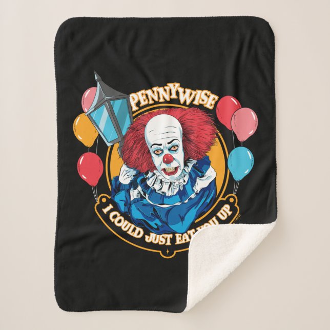 Manta Sherpa Clásico De Pennywise - Podría Comerte. (Anverso)