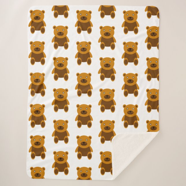 Manta Sherpa Clásico de teddybear marrón (Anverso)