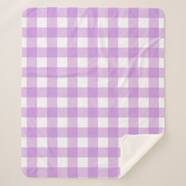 Manta Sherpa Clásico Gingham Check Plaid Pattern Lilac