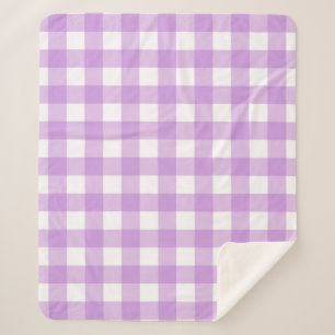 Manta Sherpa Clásico Gingham Check Plaid Pattern Lilac