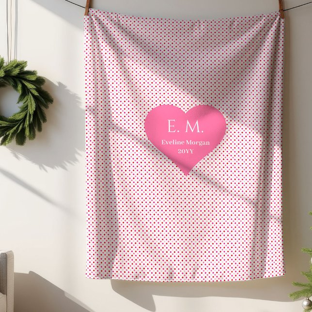 Manta Sherpa Classic Red Hearts Personalized Valentine Gift  (Classic Red Hearts Personalized Valentine Gift Sherpa Blanket)