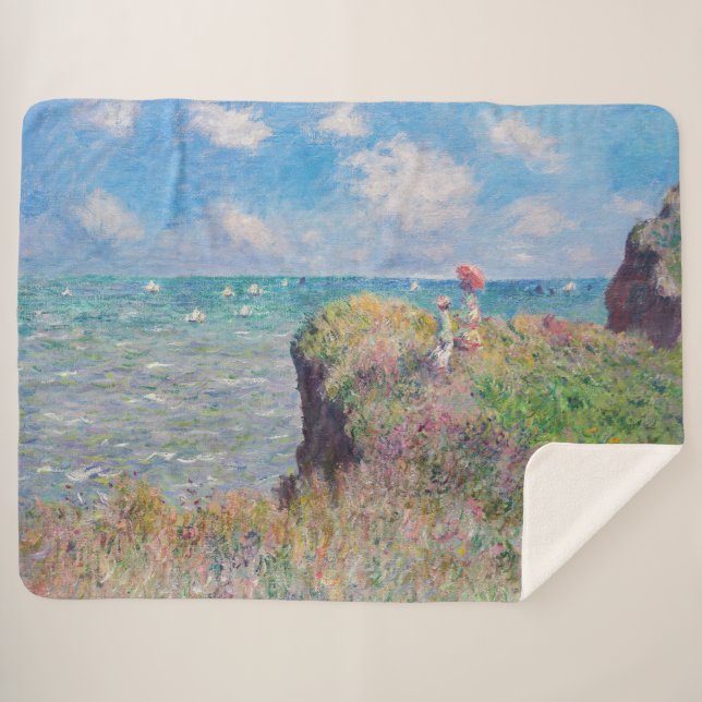 Manta Sherpa Claude Monet - Camino acantilado en Pourville (Anverso (horizontal))