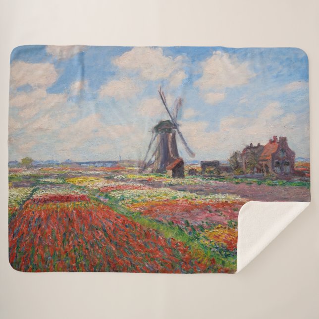 Manta Sherpa Claude Monet - Campo de tulipanes en Holanda (Anverso (horizontal))