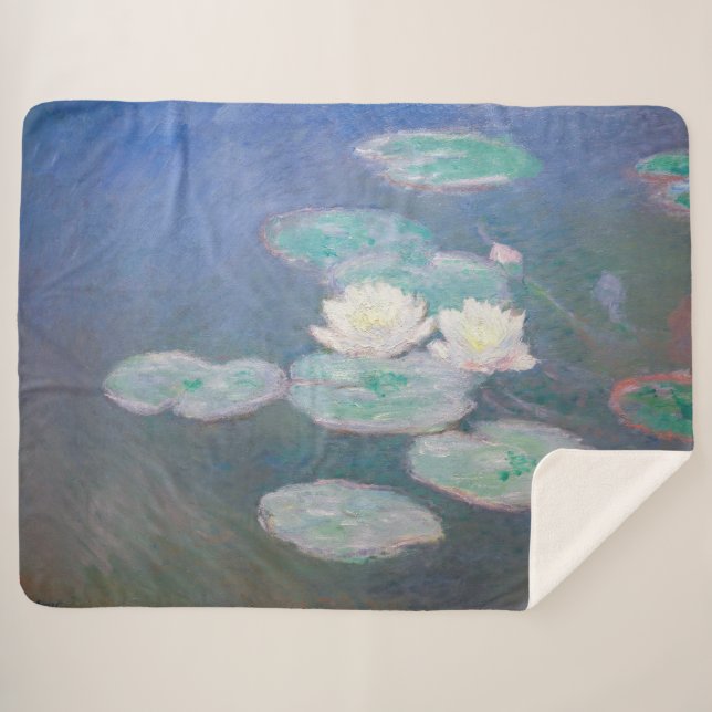 Manta Sherpa Claude Monet - Lilies de agua, efecto nocturno (Anverso (horizontal))