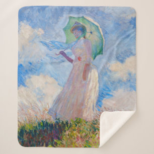 Manta Sherpa Claude Monet - Mujer con Parasol a la izquierda