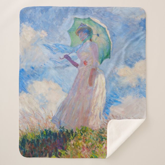 Manta Sherpa Claude Monet - Mujer con Parasol a la izquierda (Anverso)