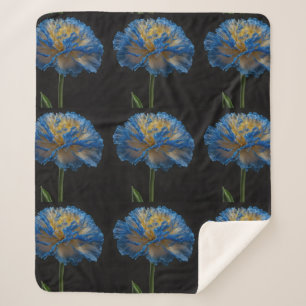 Manta Sherpa Clavel Amarillo Y Azul Flor,