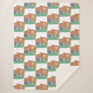 Manta Sherpa Clipart de petanca de gato y peces