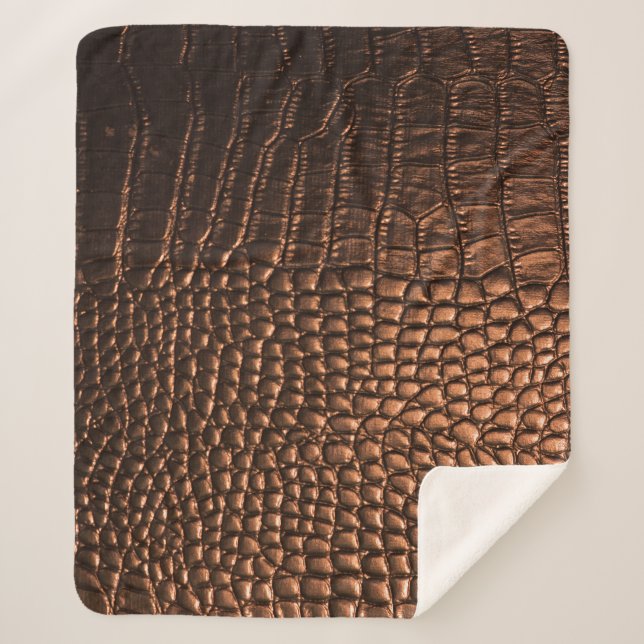 Manta Sherpa Closeup: textura de cuero de cocodrilo. (Anverso)