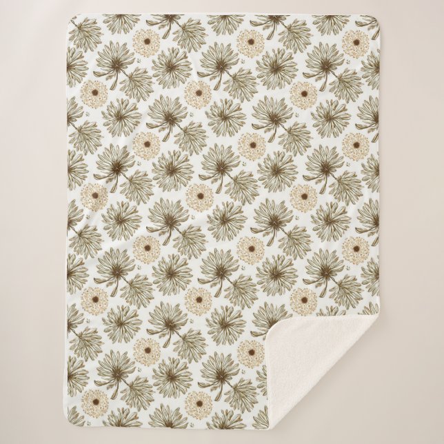 Manta Sherpa cobertor caliente de estilo botánico (Anverso)