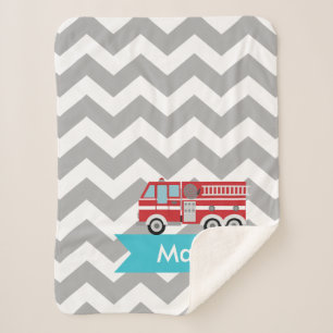 Manta Sherpa Coche de bomberos verde azulado gris personalizado
