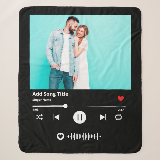 Manta Sherpa Código de canción personalizada escaneable Música  (Anverso)