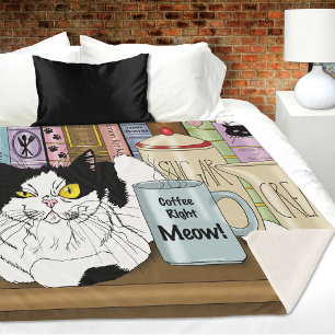 Manta Sherpa Coffee Tuxedo Cat Funny