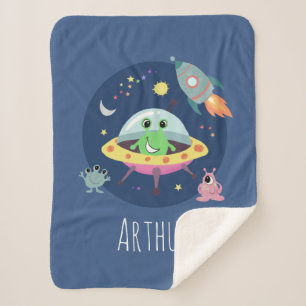 Manta Sherpa Cohetes Personalizado Alien de espacio reducido pa