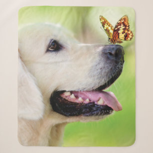 Manta Sherpa Cojín decorativo De Labrador Y Mariposa