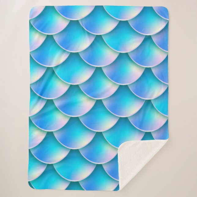 Manta Sherpa cola de sirena azul (Anverso)