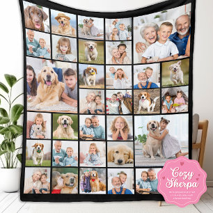 Manta Sherpa Colage de 33 Fotos Personalizadas Familia Amigos R