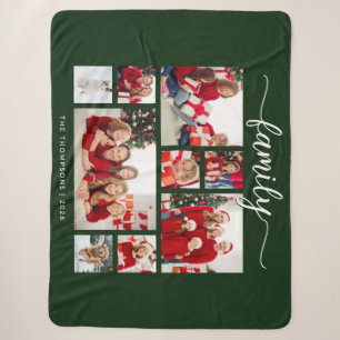 Manta Sherpa Colage de fotos de Navidad para familia acogedora