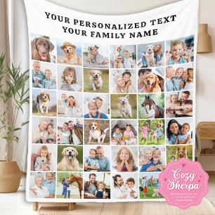 Manta Sherpa Colage de fotos personalizado moderno y trendy par