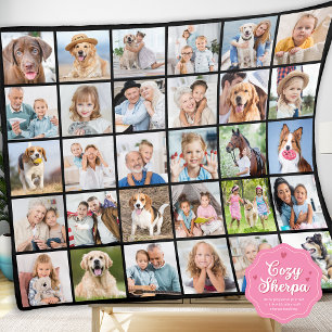 Manta Sherpa Colaje de Fotos Personalizado Multi 30 Fotos