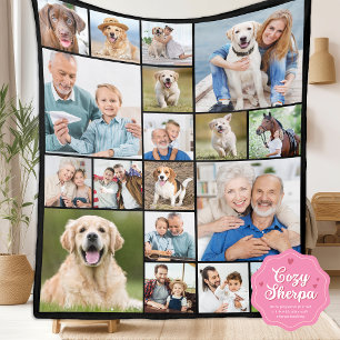 Manta Sherpa Colaje de Fotos Único Personalizado Moderno de 18