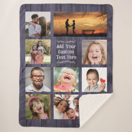 Manta Sherpa Colcha de collage de fotos personalizadas Blue Woo