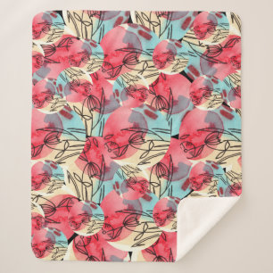 Manta Sherpa Cold Warm Watercolor Floral Geométrico