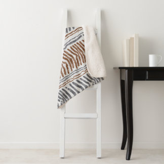Manta Sherpa Colgante de pared boho moderno gris marrón