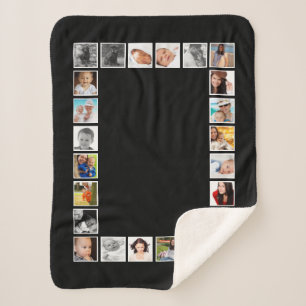 Manta Sherpa Collage de 24 Photo DIY personalizado