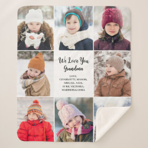 Manta Sherpa Collage de 8 fotos Modern We Love You