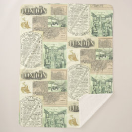 Manta Sherpa Collage de anuncios de periódicos de Vintage Railr