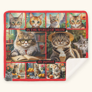 Manta Sherpa Collage de arte divertido Feel Good Cat