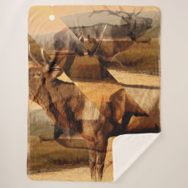 Manta Sherpa Collage de Bull Elk Sunrise