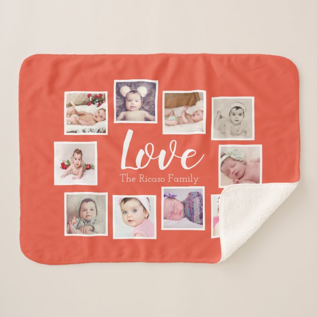 Manta Sherpa Collage de fotos AMOR Tema único personalizado (Anverso (horizontal))