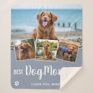 Manta Sherpa Collage de fotos Best Dog Mom Gray 4