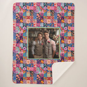 Manta Sherpa COLLAGE DE FOTOS Boda de LGBTQ Boho Quilt Keepsake